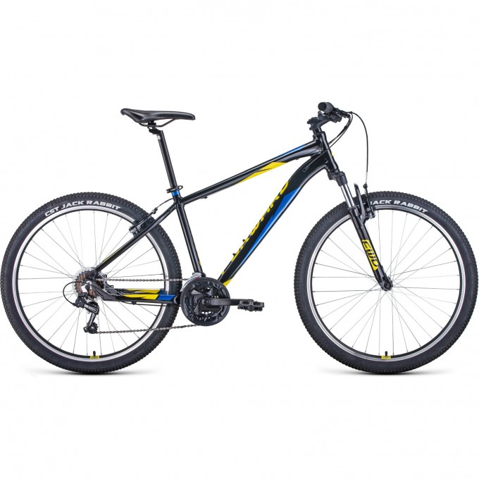 Велосипед FORWARD APACHE 27,5 1.0 (2021) черный/желтый с рамой 15" 74405 CHERNYII/JELTYII 15
