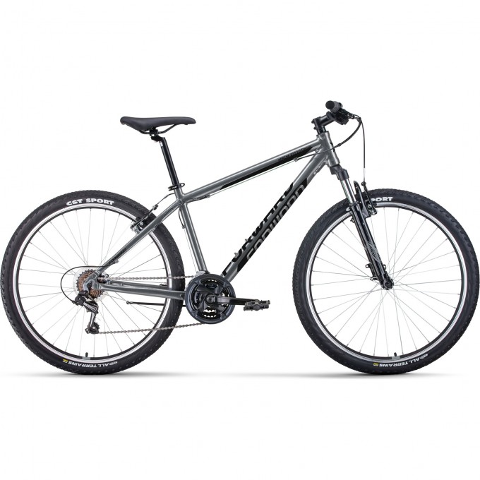 Велосипед FORWARD APACHE 27,5 1.0 CLASSIC (2022) серый/черный с рамой 15" 94937 SERYII/CHERNYII 15