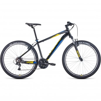 Велосипед FORWARD APACHE 27,5 1.0, рама 17", 2020-2021, черный/желтый