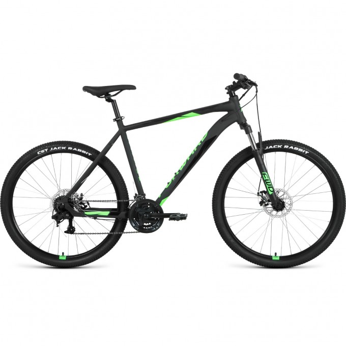 Велосипед FORWARD APACHE 27,5 2.2 disc (2021) черный матовый/ярко-зеленый с рамой 15" 74788 CHERNYII/ZELENYII 15