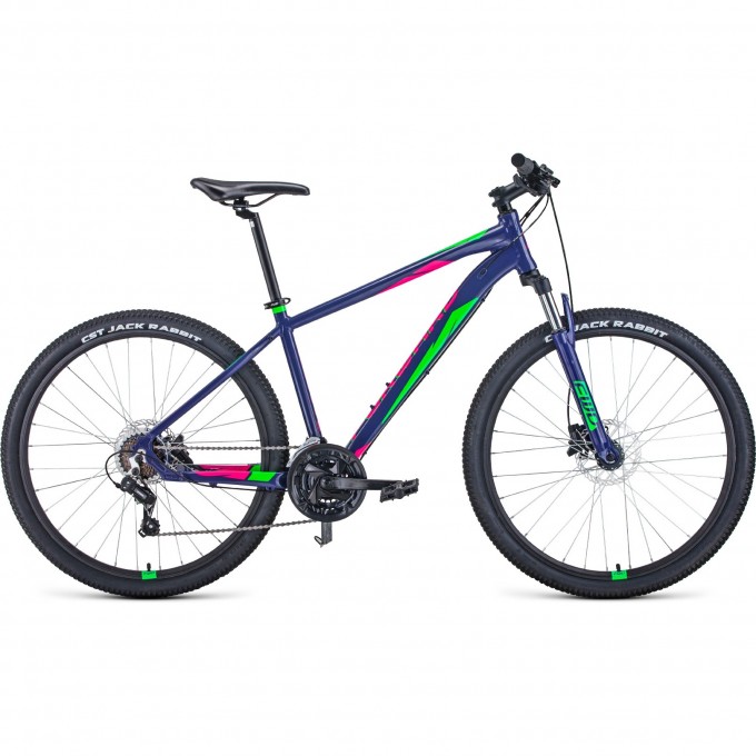 Велосипед FORWARD APACHE 27,5 3.0 disc, рама 15", 2020-2021, фиолетовый/зеленый RBKW1M37G039