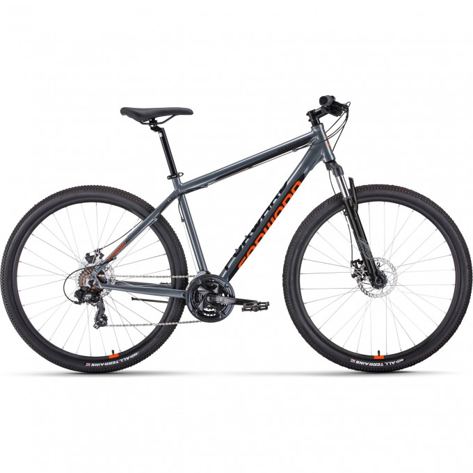 Велосипед FORWARD APACHE 29 2.0 D CLASSIC (2022) серый матовый/оранжевый с рамой 17" 94941 SERYII MATOVYII 17