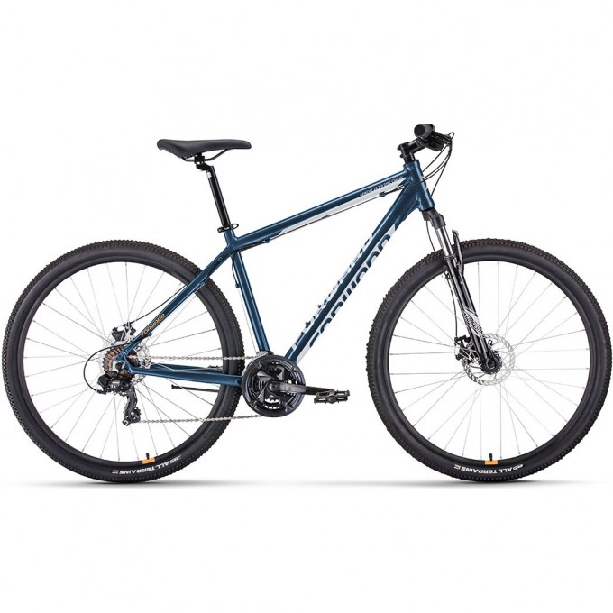 Велосипед FORWARD APACHE 29 2.0 D CLASSIC, рама 17", 2022, темно-синий/серебристый RBK22FW29102