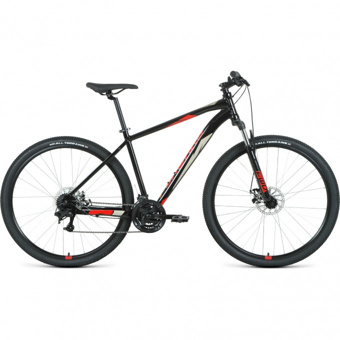 Велосипед FORWARD APACHE 29 2.2 disc (2021) черный/красный с рамой 17" 75171 CHERNYII/KRASNYII 17