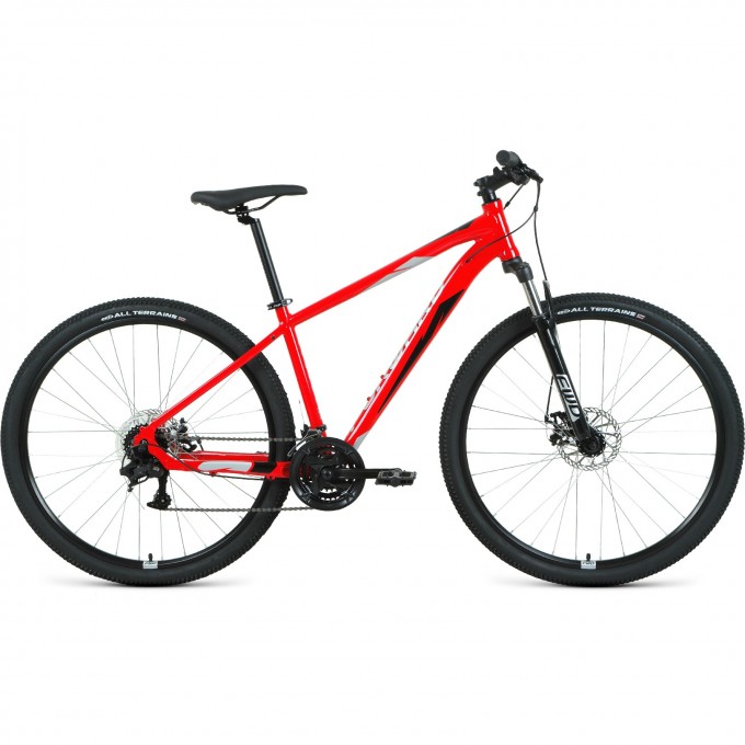 Велосипед FORWARD APACHE 29 2.2 disc, рама 17", 2021, красный/серебристый RBKW1M39G005