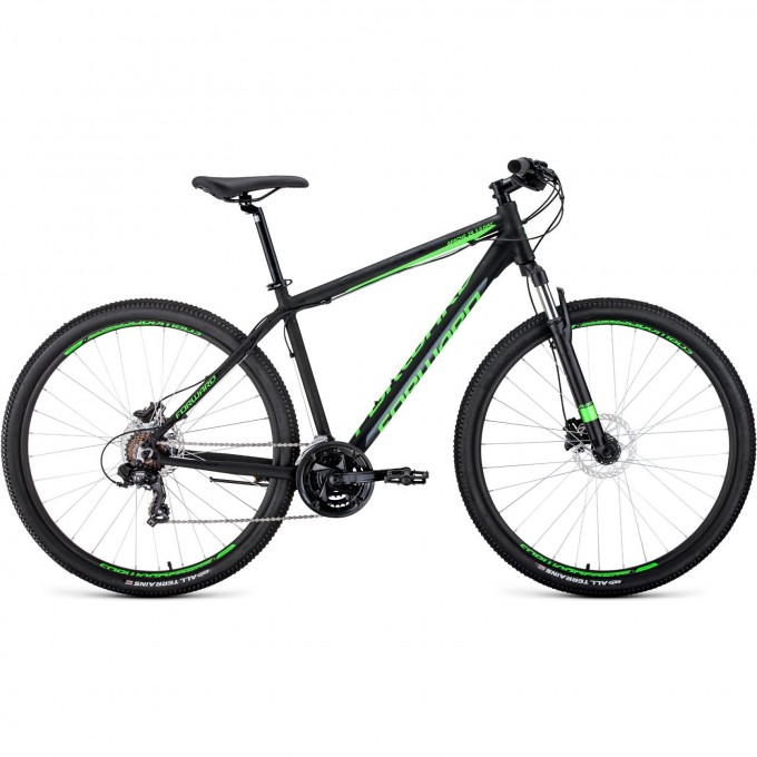 Велосипед FORWARD APACHE 29 3.0 disc (2020) черный/светло-зеленый с рамой 17" 74404 CHERNYII/ZELENYII 17