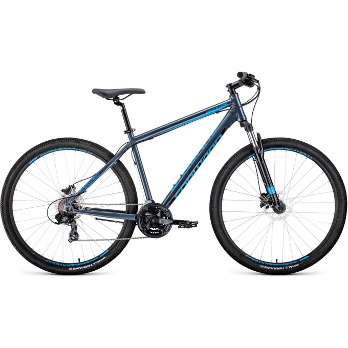 Велосипед FORWARD APACHE 29 3.0 disc (2020) серый/голубой с рамой 17" 74404 SERYII/GOLYBOI 17