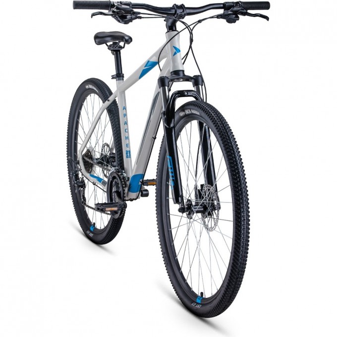 Велосипед FORWARD APACHE 29 3.0 disc (2021) серый/синий с рамой 17" RBKW1M69Q019