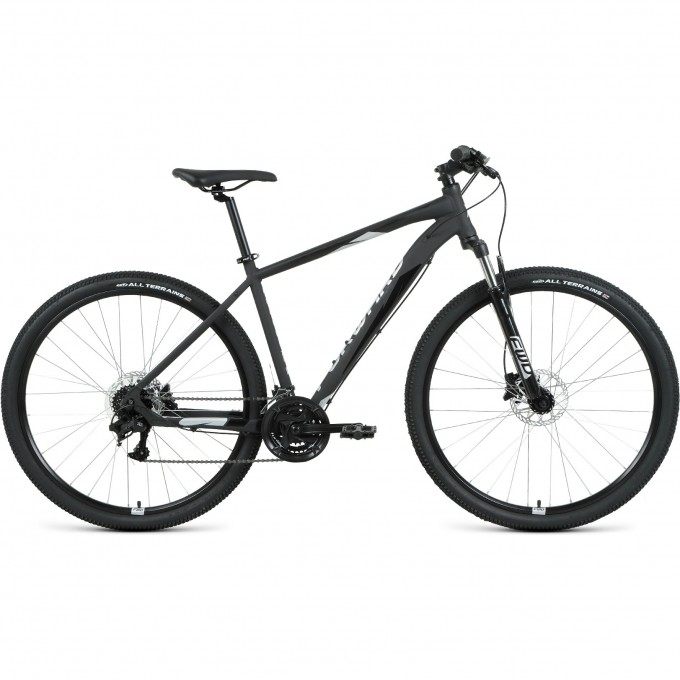 Велосипед FORWARD APACHE 29 3.2 disc (2021) черный матовый/серебристый с рамой 17" 75172 CHERNYII/SEREBRISTYII 17