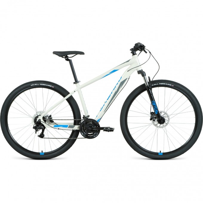 Велосипед FORWARD APACHE 29 3.2 disc, рама 17", 2020-2021, серый/синий RBKW1M39G019