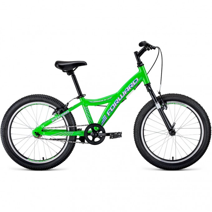 Велосипед FORWARD COMANCHE 20 1.0, рама 10.5", 2020-2021, ярко-зеленый/белый RBKW11601003