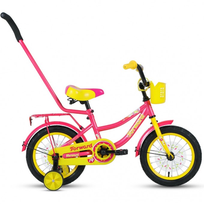 Велосипед FORWARD FUNKY 14 (2021) фиолетовый/желтый 74467 FIOLETOVYII/JELTYII
