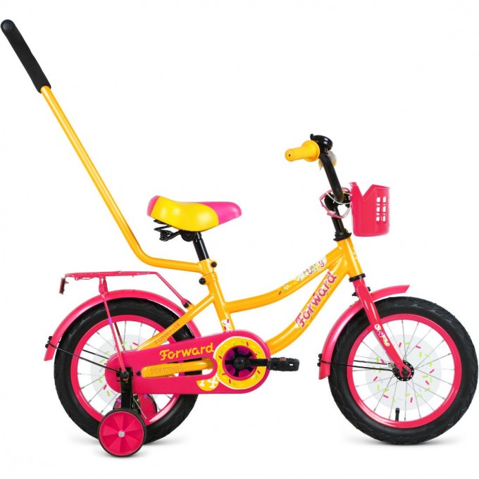 Велосипед FORWARD FUNKY 14 (2021) желтый/фиолетовый 74467 JELTYII/FIOLETOVYII