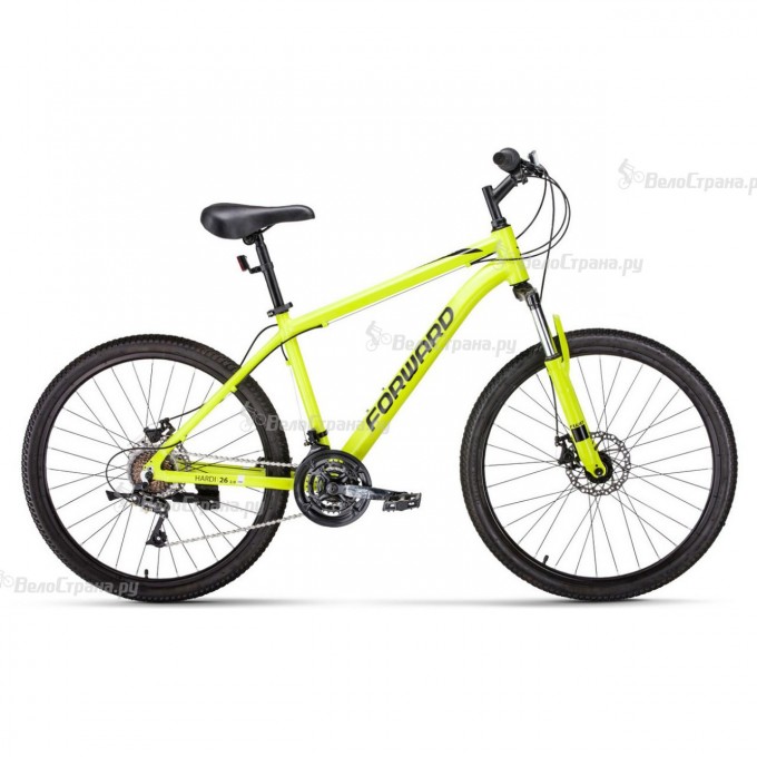 Велосипед FORWARD HARDI 26 2.0 D FR (26" 21 ск. рост. 18") 2024, черный/желтый RB4F6716BXBKXYE-FR