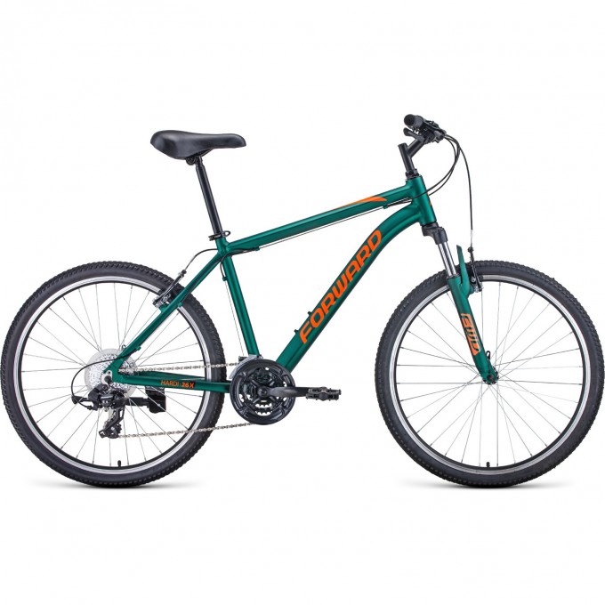 Велосипед FORWARD HARDI 27,5 X D, рама 18", 2022, зеленый матовый/оранжевый RBK22FW27717