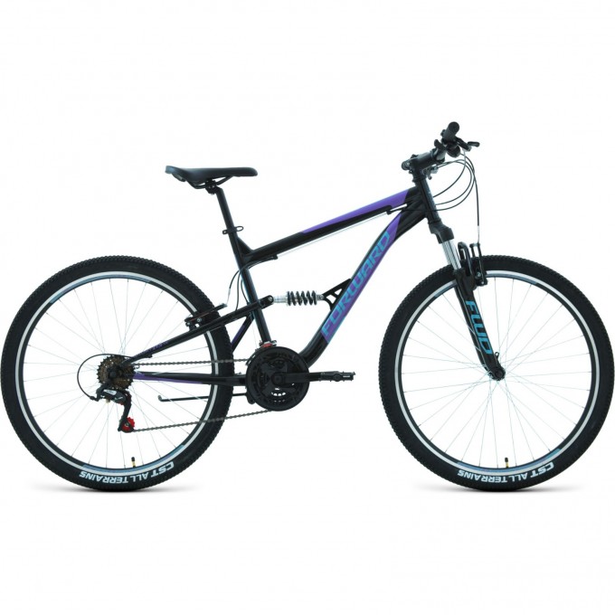 Велосипед FORWARD RAPTOR 27,5 1.0 (2022) черный/фиолетовый с рамой 18" 94980 CHERNYII/FIOLETOVYII 18