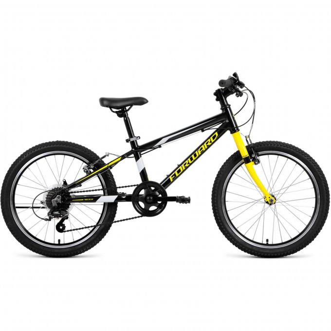 Велосипед FORWARD RISE 20 2.0 (2022) черный/желтый 94982 CHERNYII/JELTYII