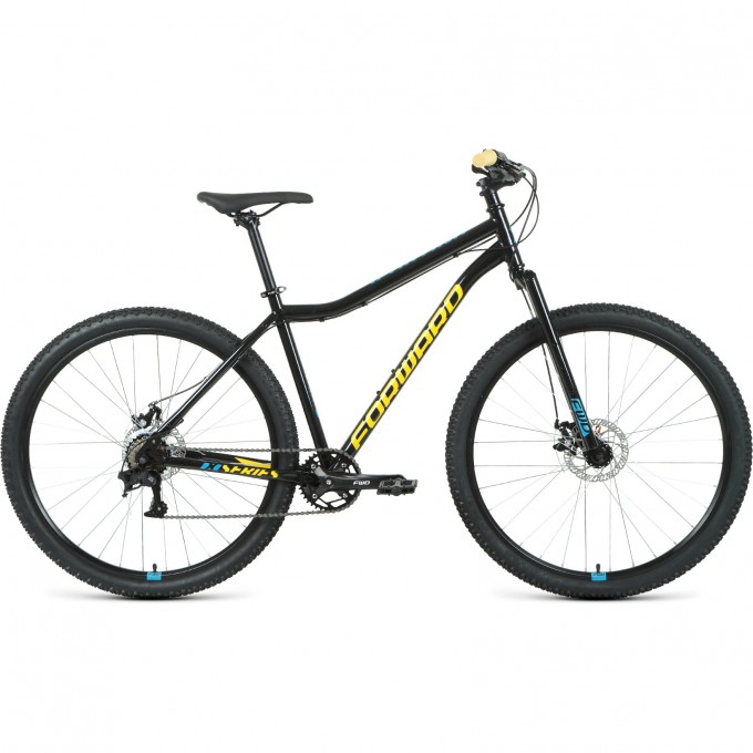 Велосипед FORWARD SPORTING 29 X (2021) черный/золотой с рамой 17" 75489 CHERNYII/ZOLOTOI 17