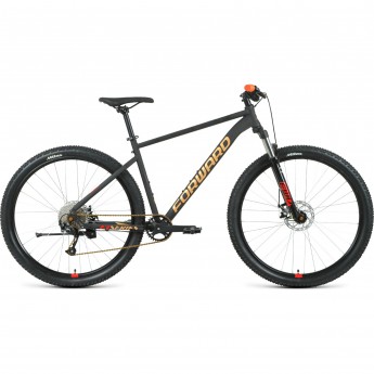 Велосипед FORWARD SPORTING 29 XX D (2022) черный матовый/золотой с рамой 21"