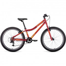 Велосипед FORWARD TITAN 24 1.0 (24" 6 ск. рост. 12") 2022, красный/желтый
