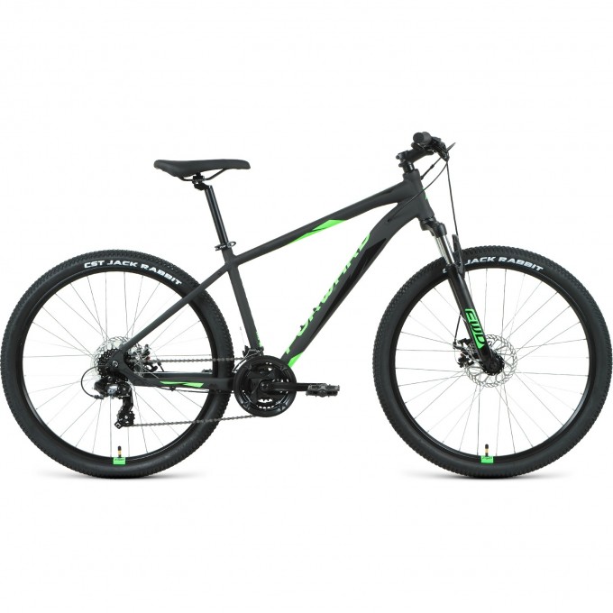 Велосипеды FORWARD APACHE 27,5 2.2 S disc (2021) черный матовый/ярко-зеленый с рамой 15" 79411 CHERNYII/ZELENYII 15
